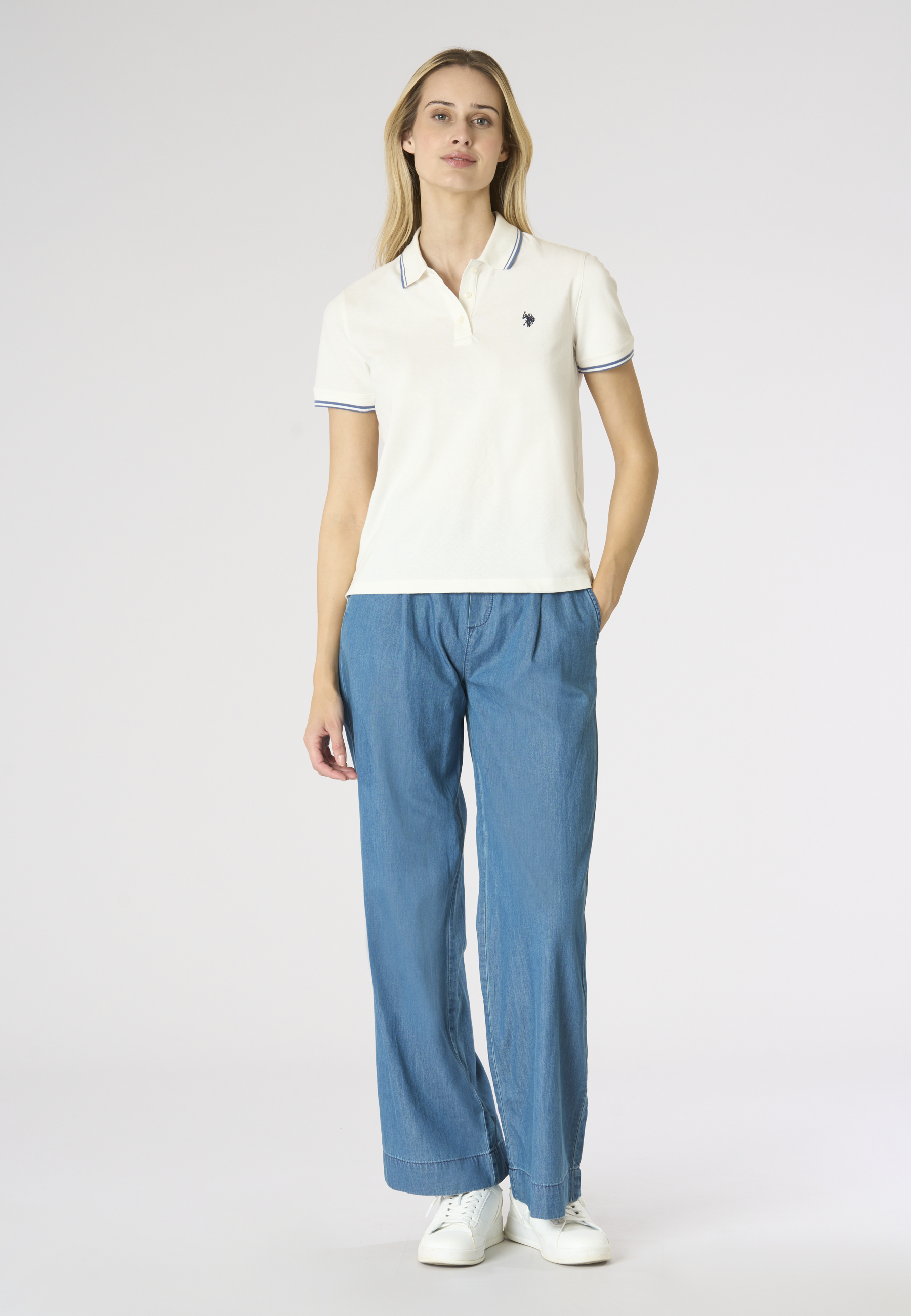 Polo shirt a maniche corte in cotone con profili a contrasto