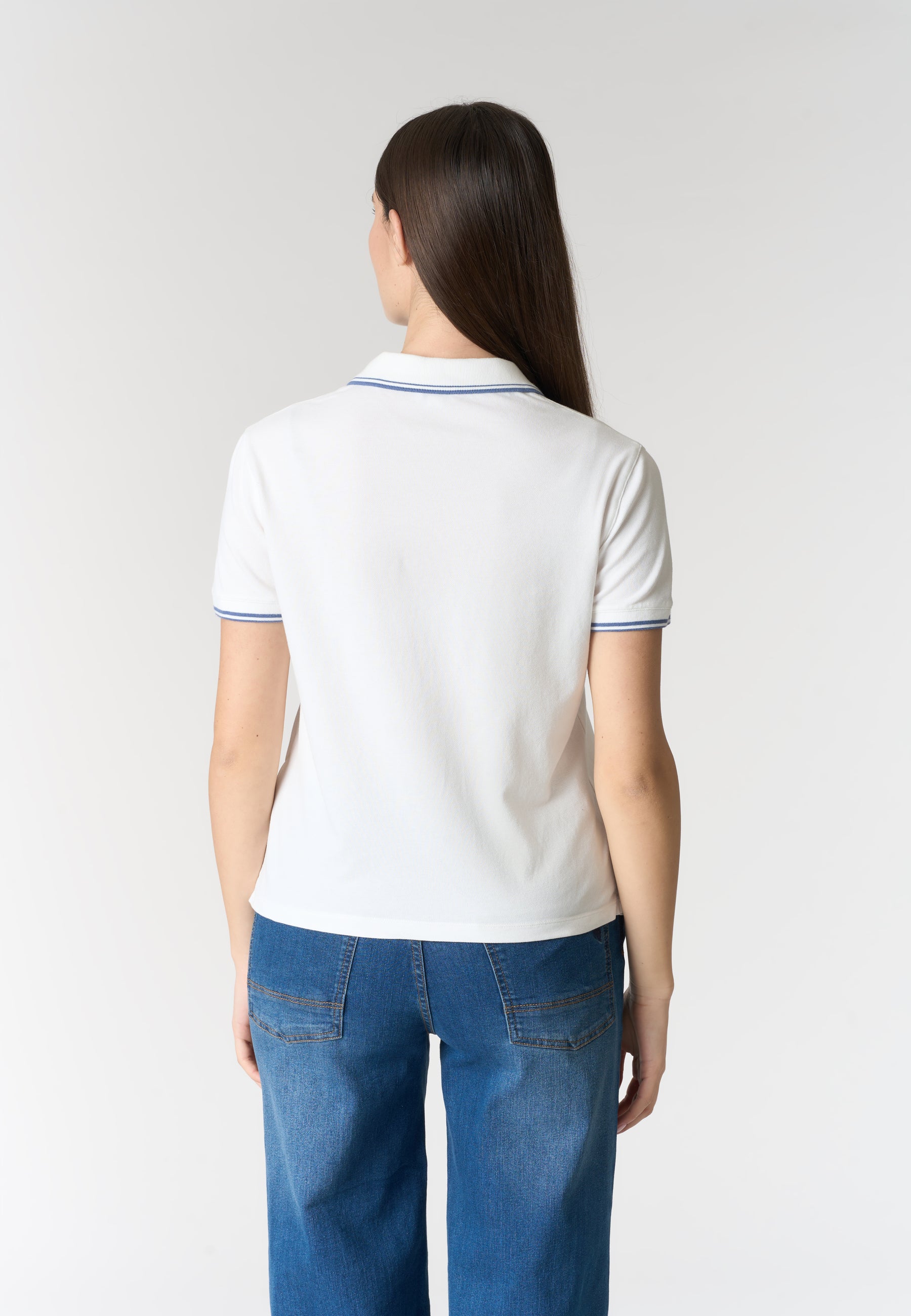 Polo shirt a maniche corte in cotone con profili a contrasto