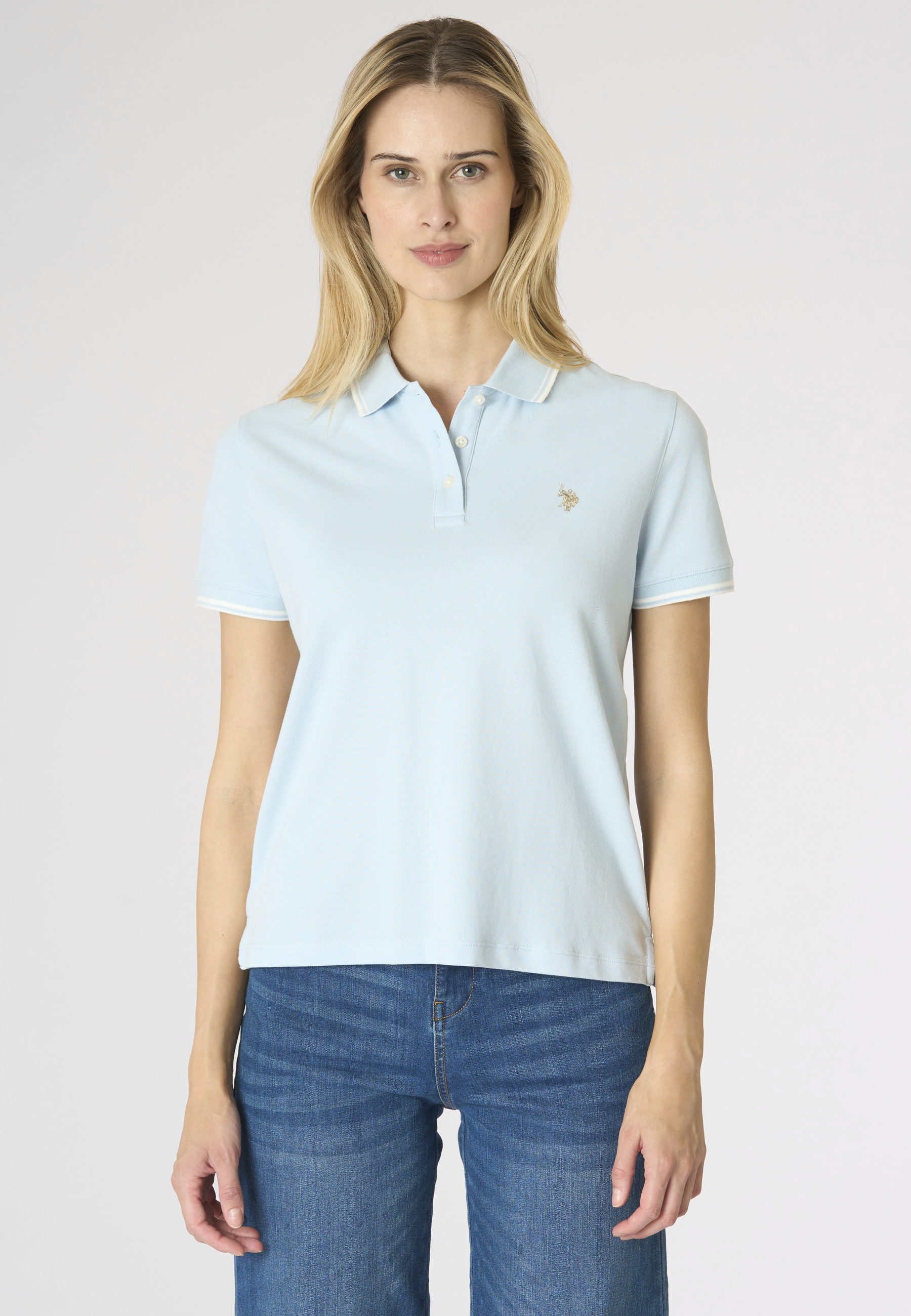 Polo shirt a maniche corte in cotone con profili a contrasto