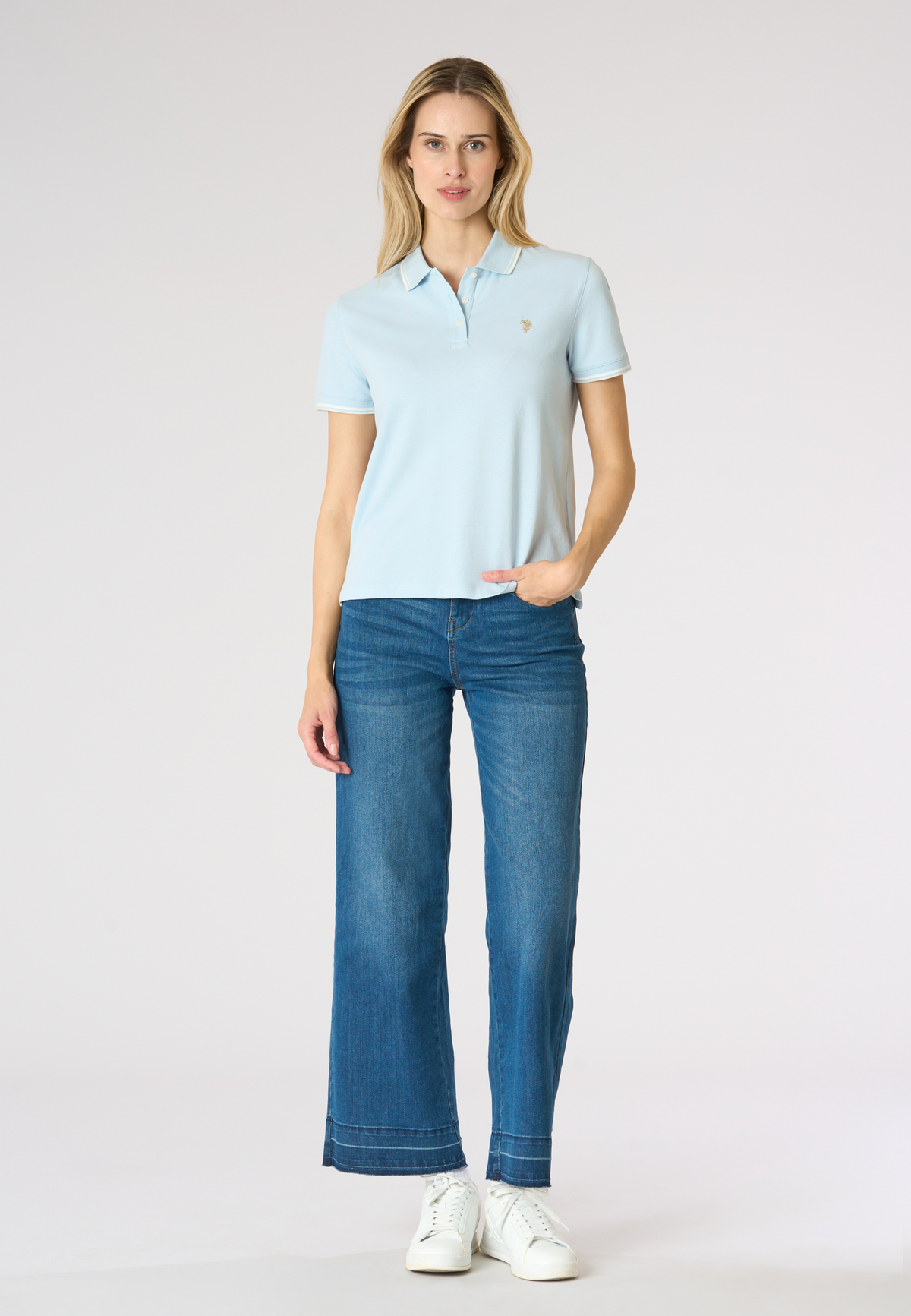 Polo shirt a maniche corte in cotone con profili a contrasto