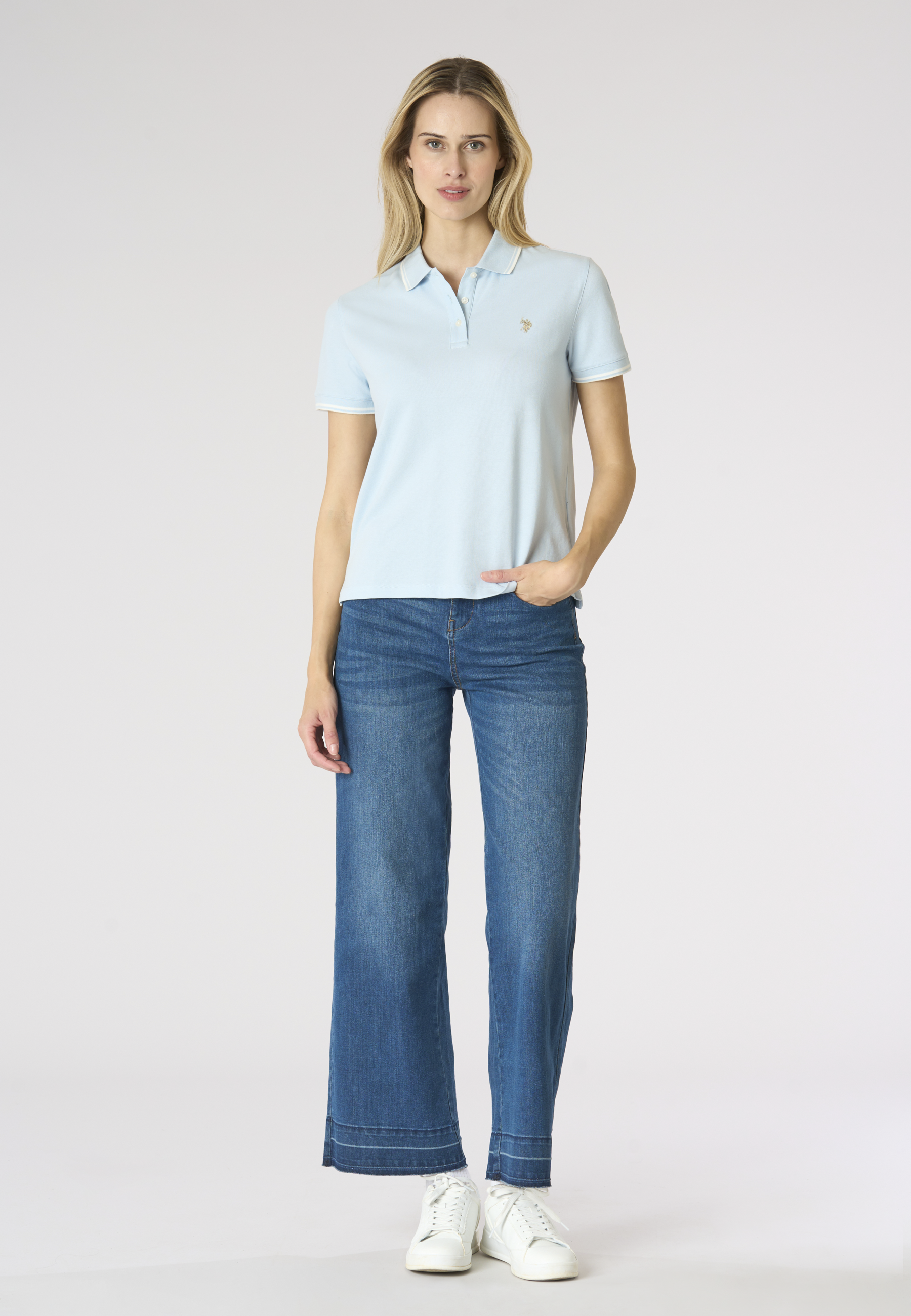 Polo shirt a maniche corte in cotone con profili a contrasto
