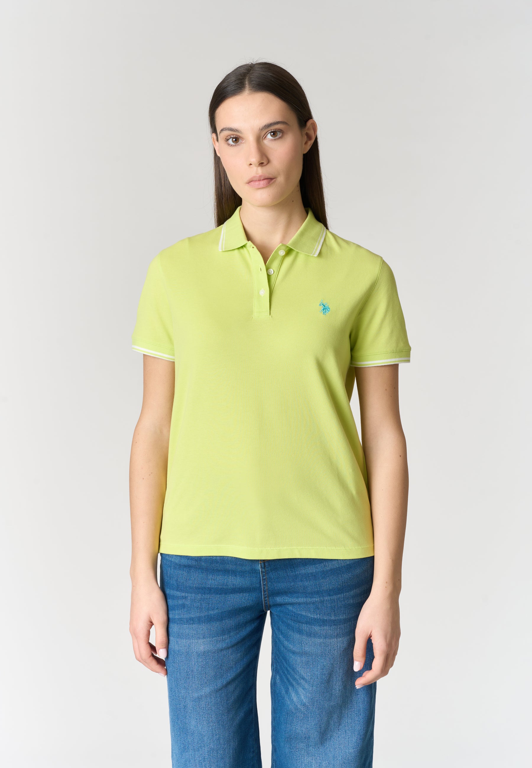 Polo shirt a maniche corte in cotone con profili a contrasto