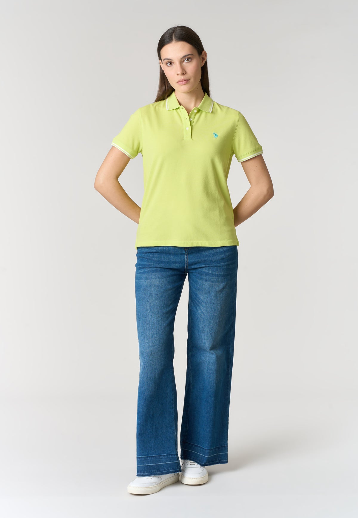 Polo shirt a maniche corte in cotone con profili a contrasto