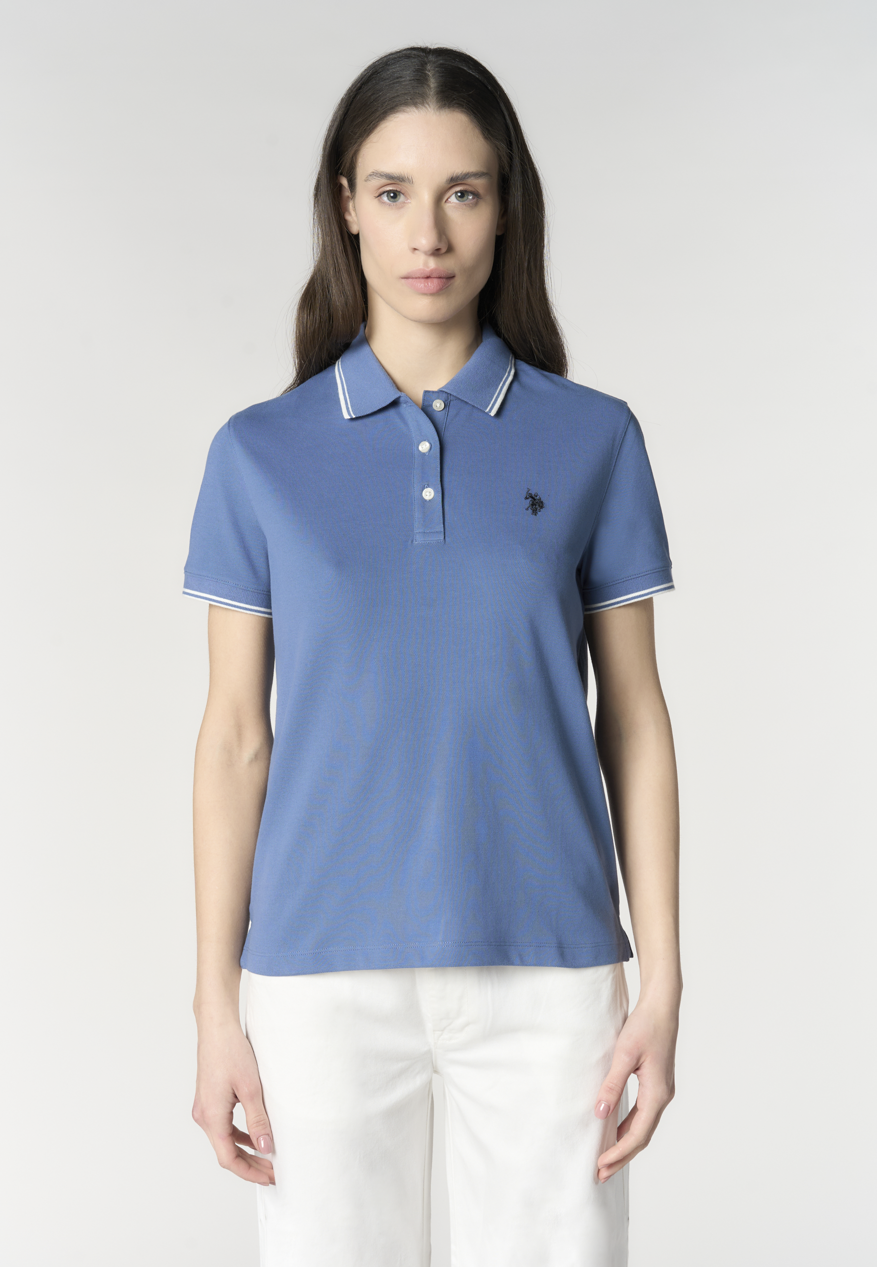 Polo shirt a maniche corte in cotone con profili a contrasto