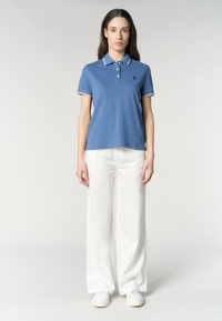 Polo shirt a maniche corte in cotone con profili a contrasto