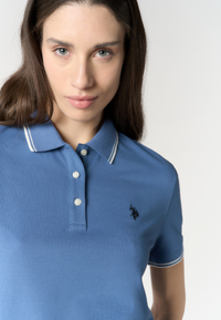 Polo shirt a maniche corte in cotone con profili a contrasto