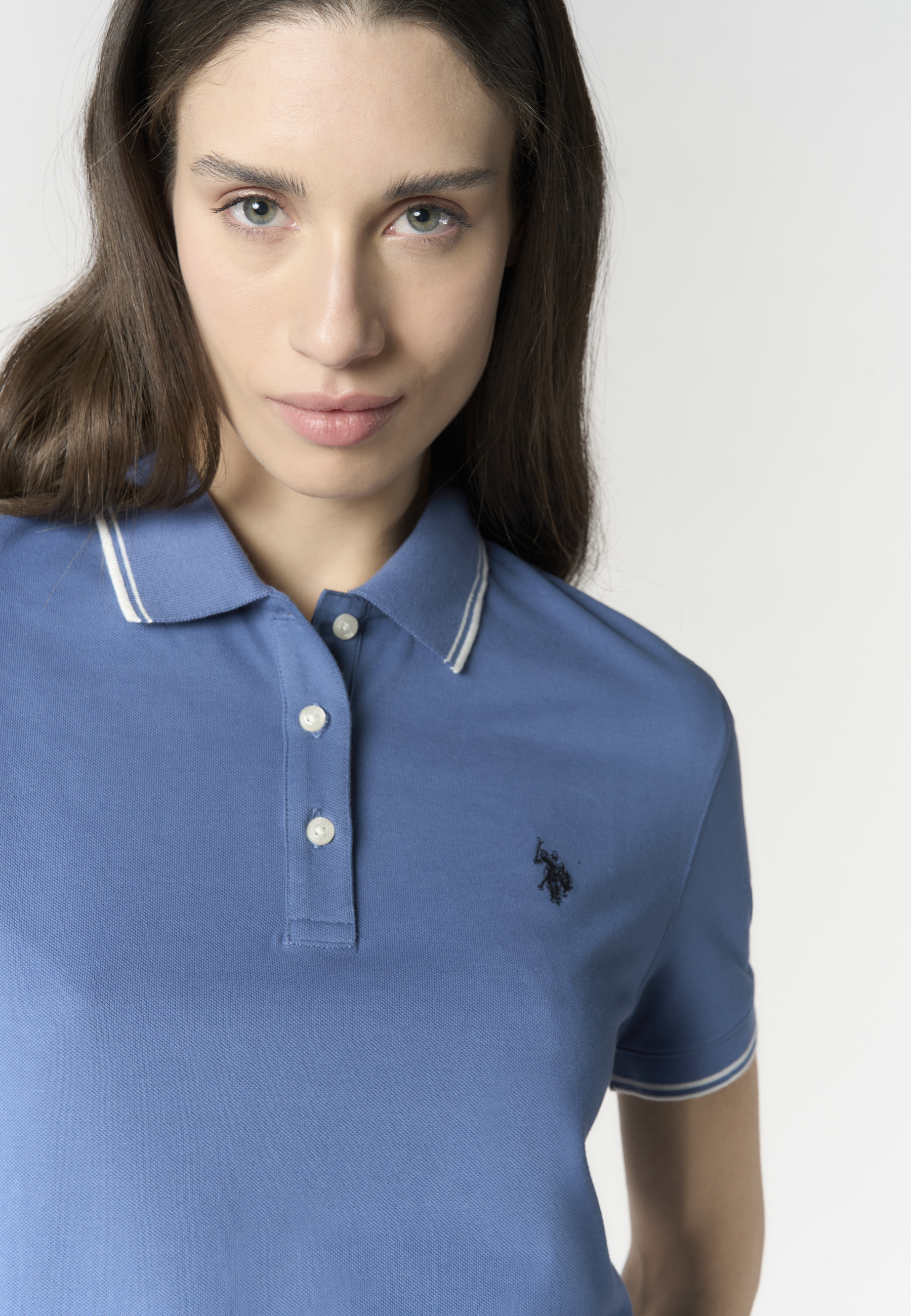Polo shirt a maniche corte in cotone con profili a contrasto