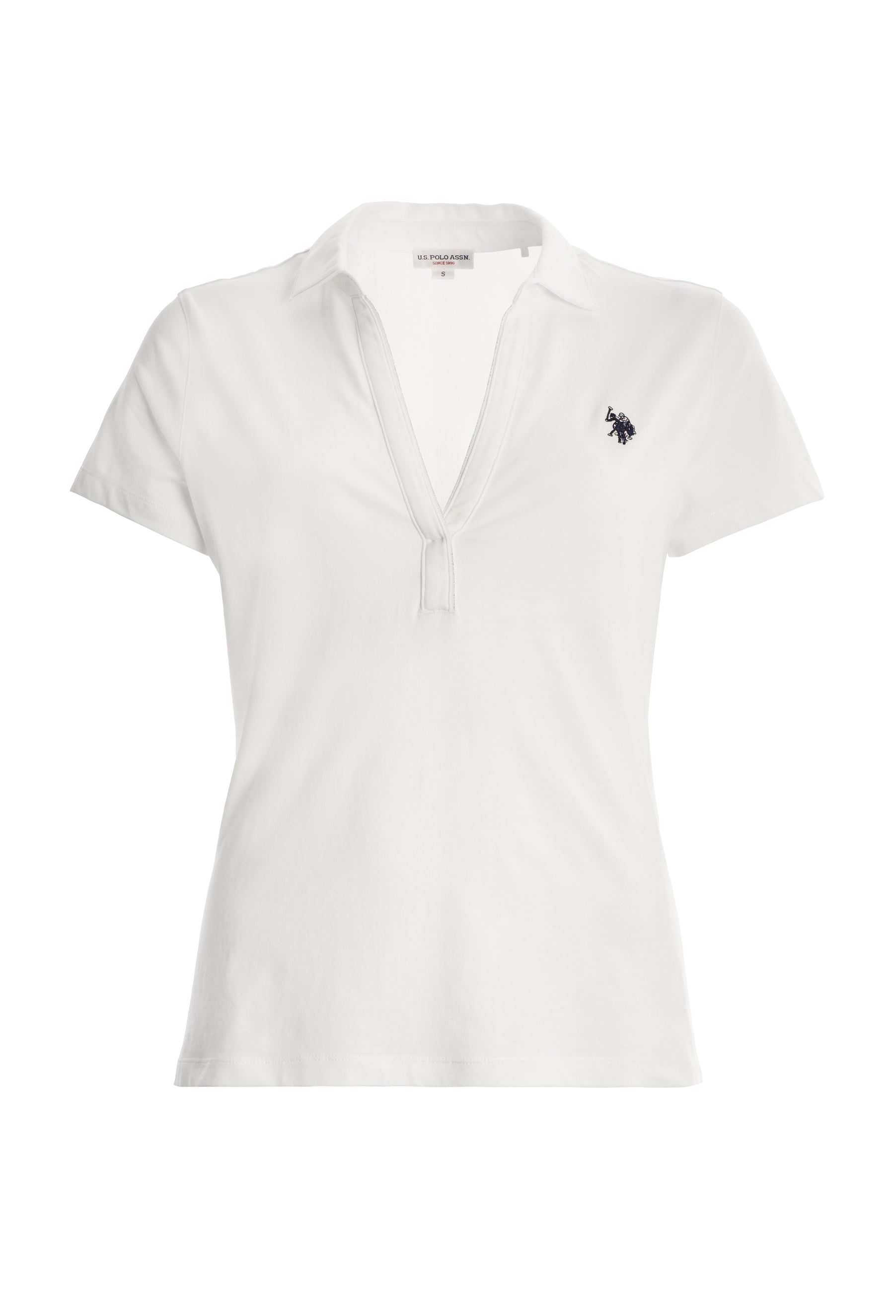 Polo shirt a maniche corte con scollo a V in cotone stretch