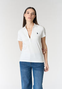Polo shirt a maniche corte con scollo a V in cotone stretch