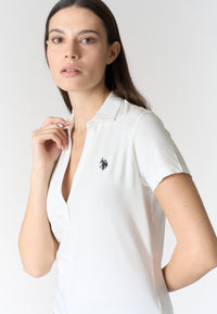 Polo shirt a maniche corte con scollo a V in cotone stretch