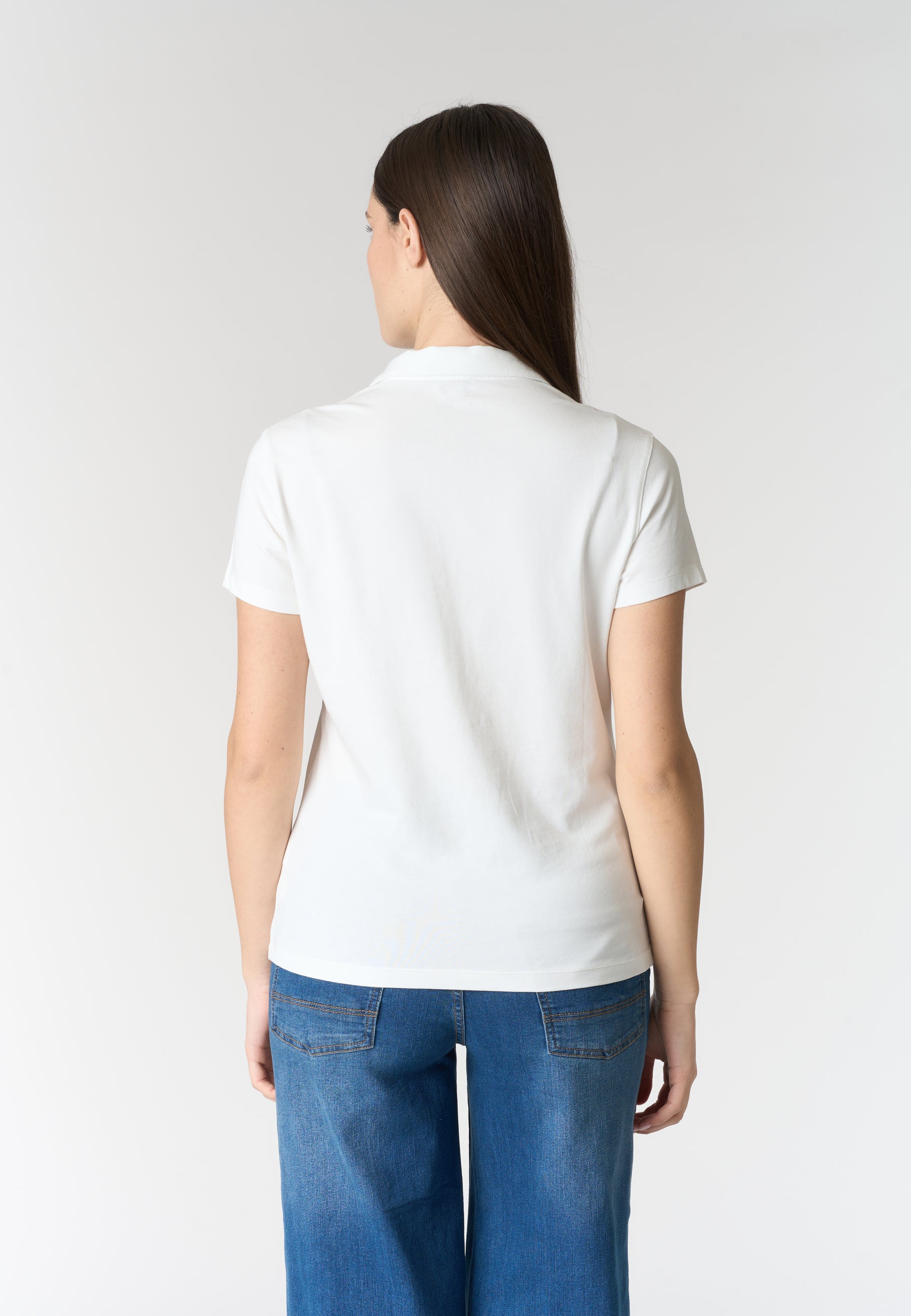 Polo shirt a maniche corte con scollo a V in cotone stretch