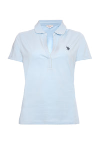 Polo shirt a maniche corte con scollo a V in cotone stretch