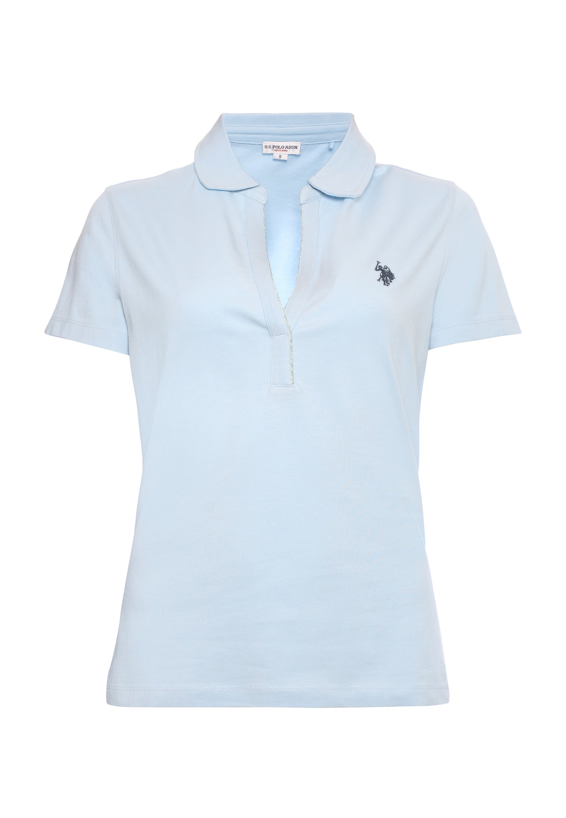 Polo shirt a maniche corte con scollo a V in cotone stretch