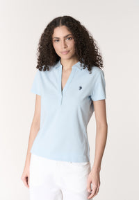 Polo shirt a maniche corte con scollo a V in cotone stretch