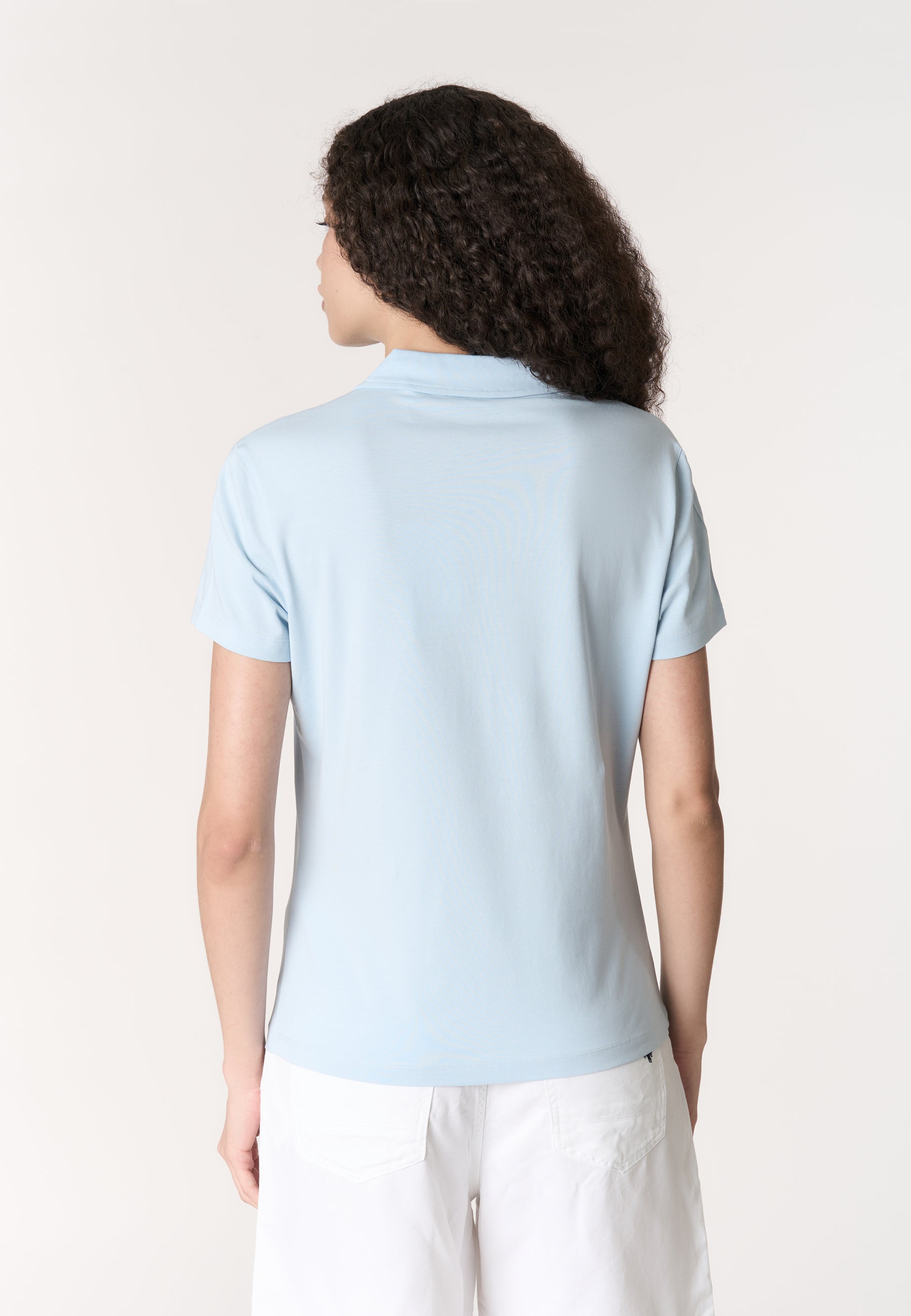 Polo shirt a maniche corte con scollo a V in cotone stretch