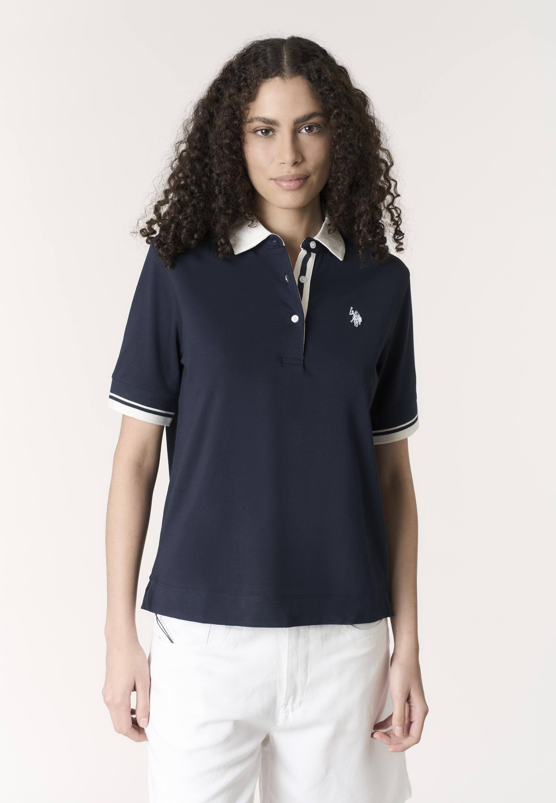 Polo shirt da donna con dettagli a contrasto