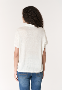 Polo shirt da donna con scollo a V in lino Premium Quality