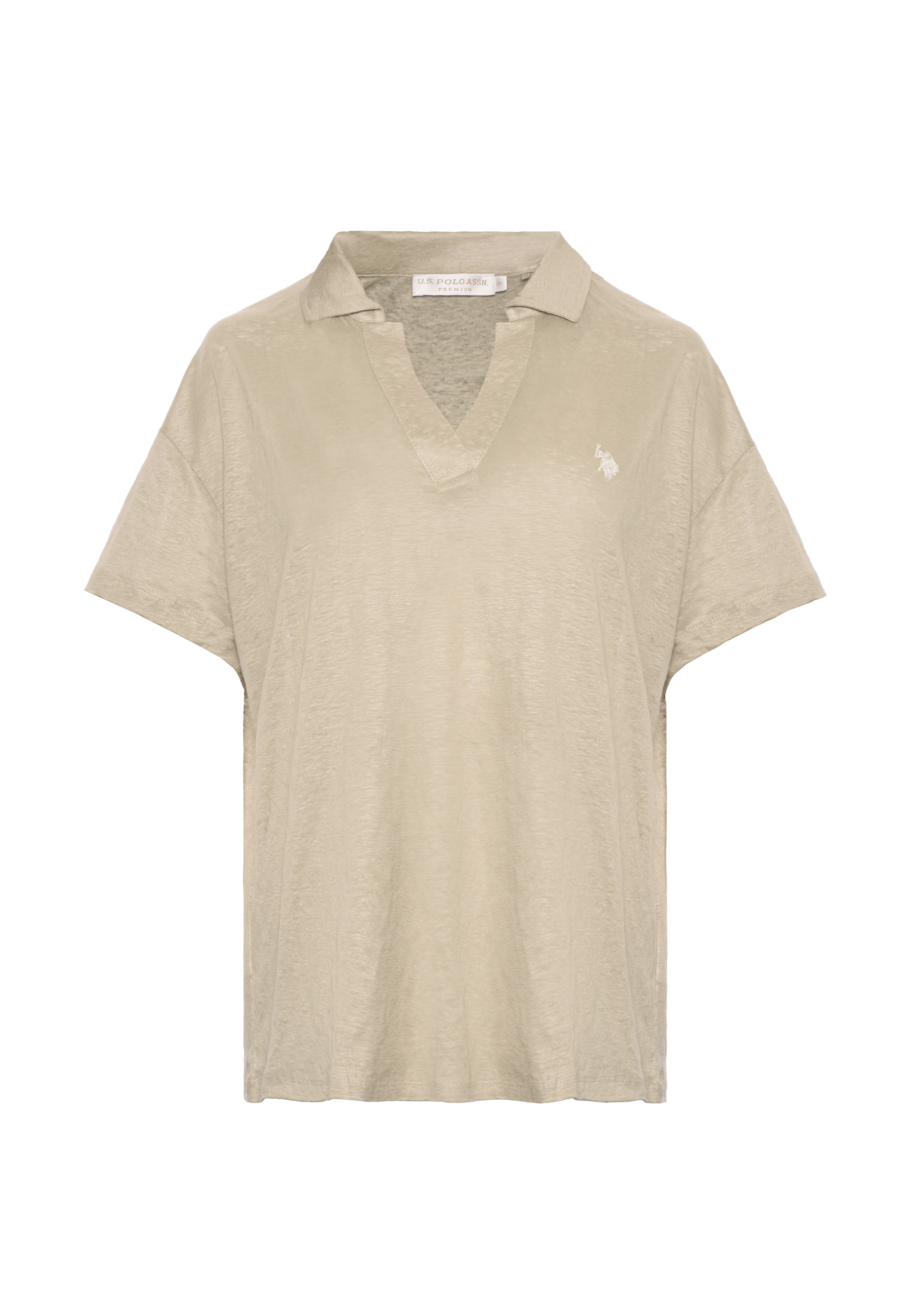 Polo shirt da donna con scollo a V in lino Premium Quality