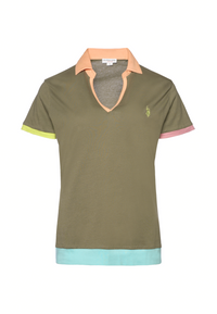 Polo shirt da donna con scollo a V in light jersey