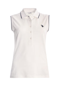 Polo shirt da donna senza maniche in cotone micropiquet