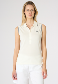 Polo shirt da donna senza maniche in cotone micropiquet