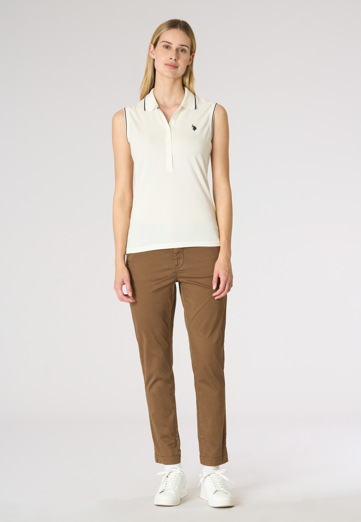 Polo shirt da donna senza maniche in cotone micropiquet