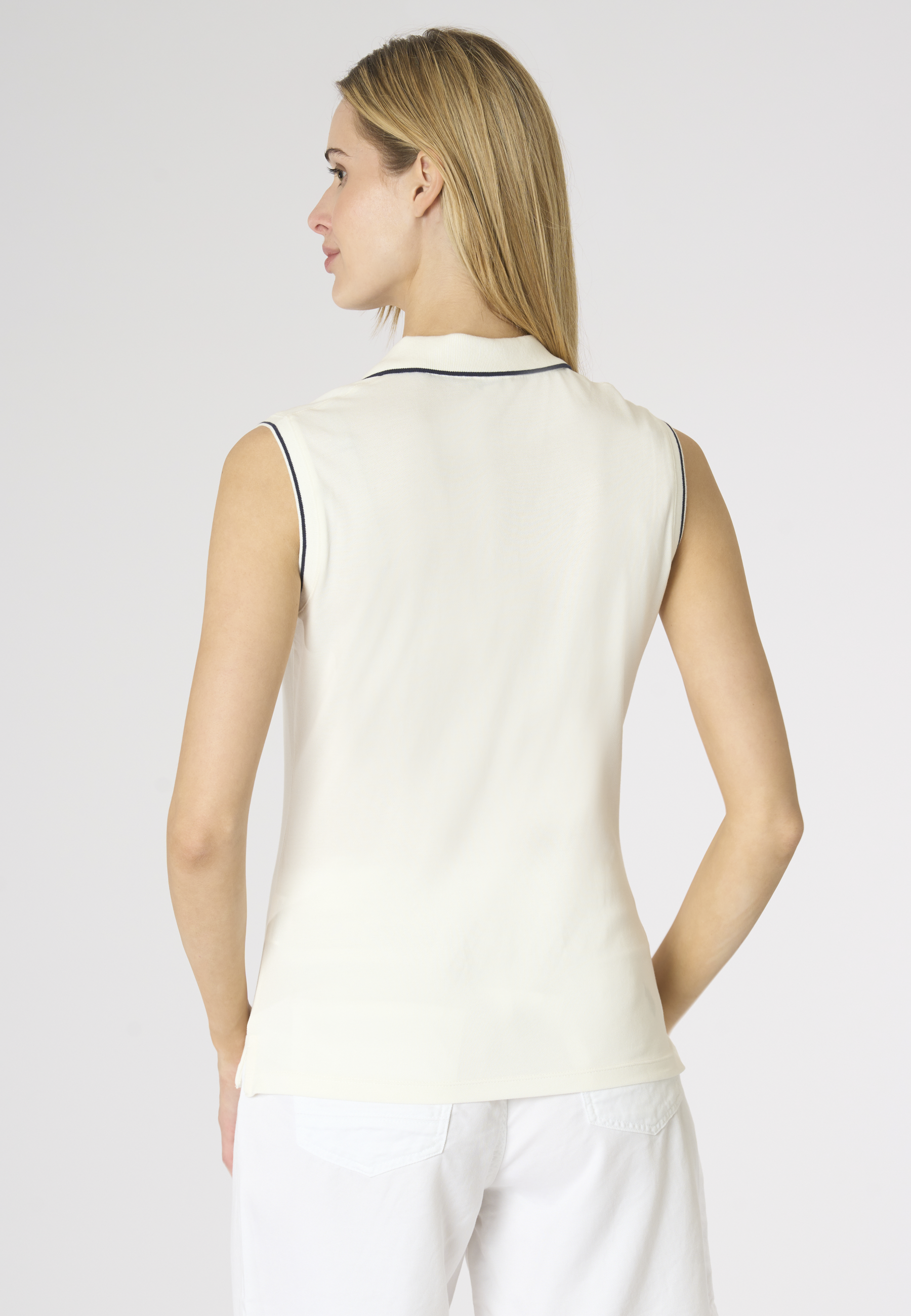 Polo shirt da donna senza maniche in cotone micropiquet