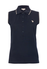 Polo shirt da donna senza maniche in cotone micropiquet