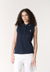 Polo shirt da donna senza maniche in cotone micropiquet
