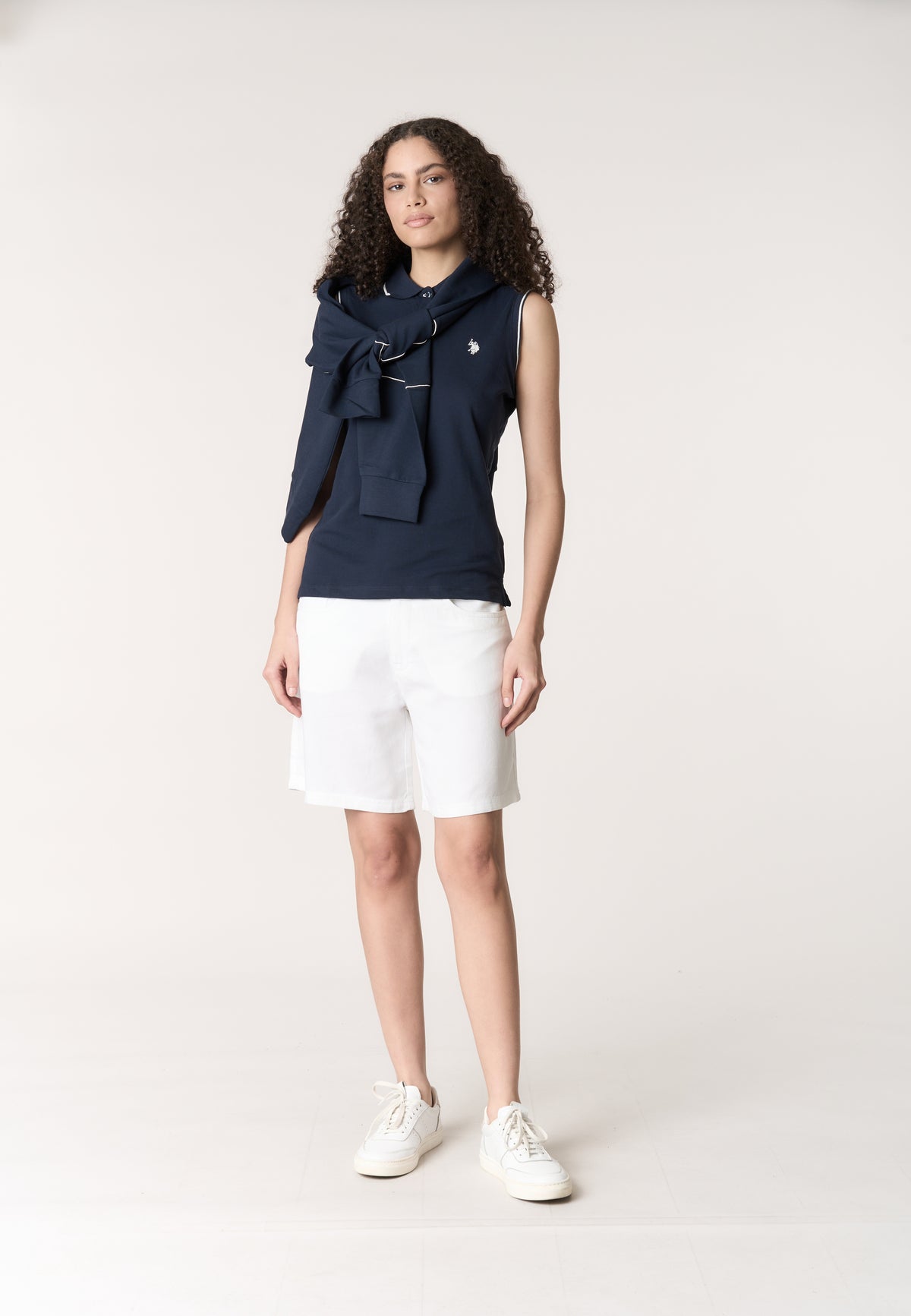 Polo shirt da donna senza maniche in cotone micropiquet