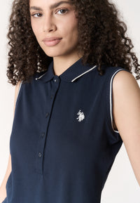 Polo shirt da donna senza maniche in cotone micropiquet