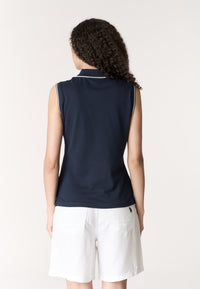Polo shirt da donna senza maniche in cotone micropiquet