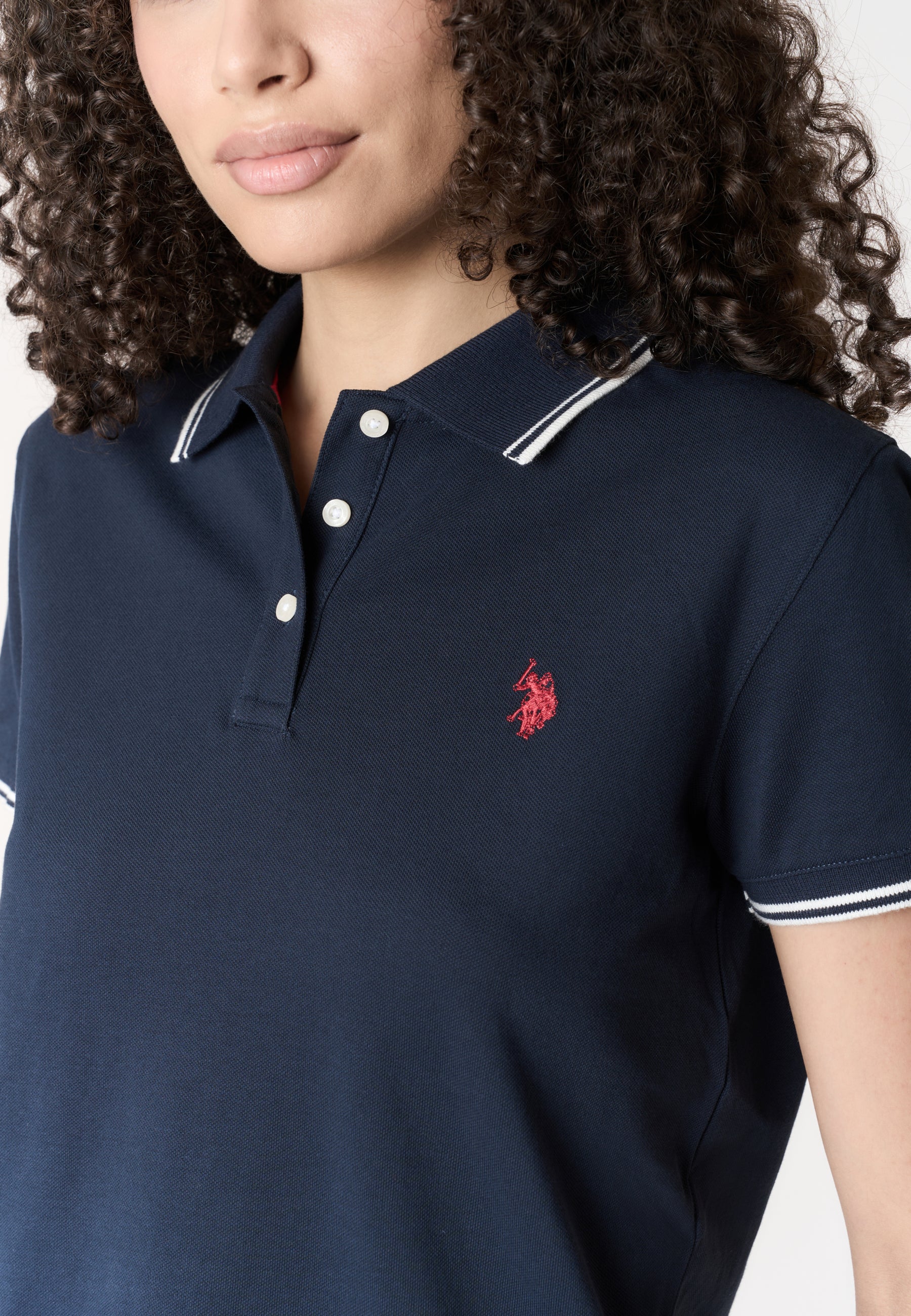Polo shirt a maniche corte in cotone con profili a contrasto