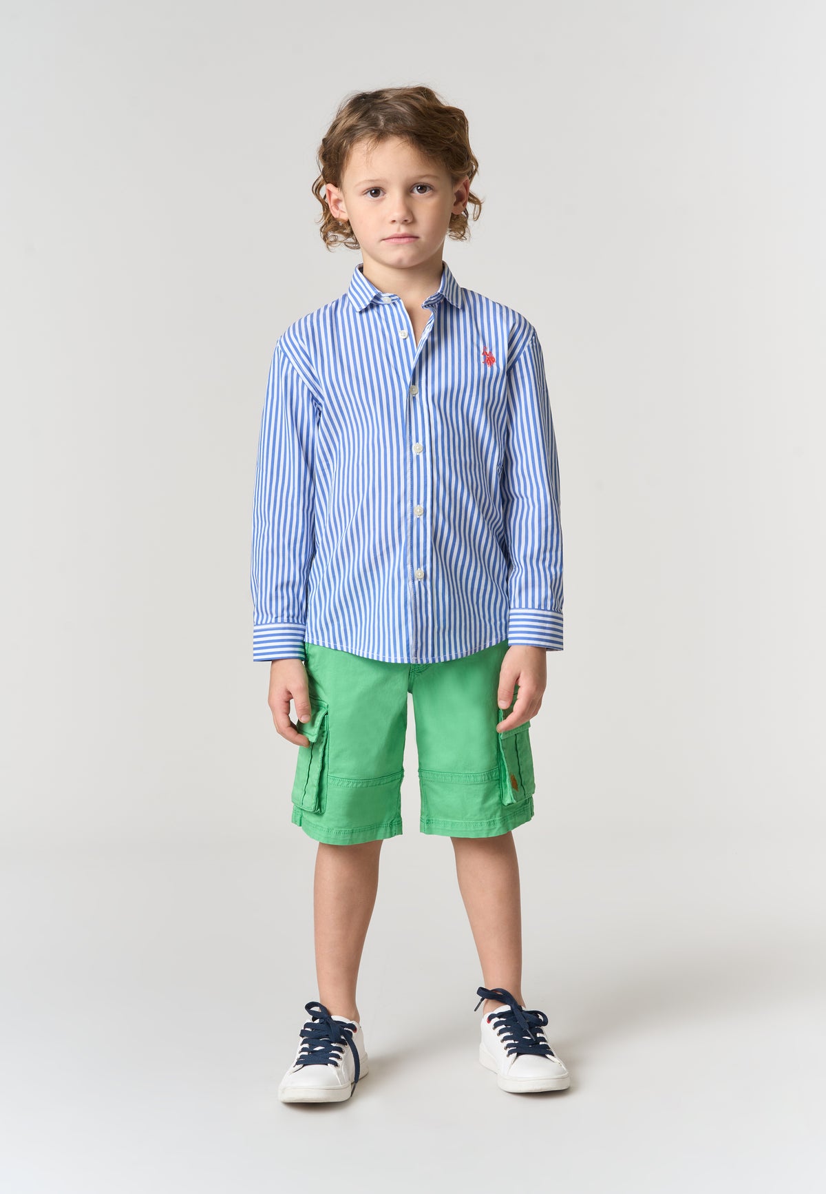 Camicia da bambino in cotone popeline a righe