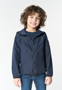 Giacca reversibile da bambino in tessuto ripstop riciclato con cappuccio