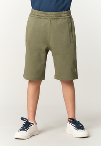 Pantalone corto sportivo da bambino con vita elasticizzata e tasche laterali