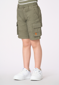 Pantalone corto cargo in cotone da bambino con elastico in vita