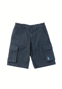 Pantalone corto cargo in cotone da bambino con elastico in vita