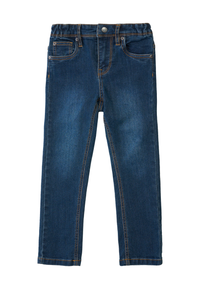 Pantalone denim slim fit da bambino con vita elasticizzata