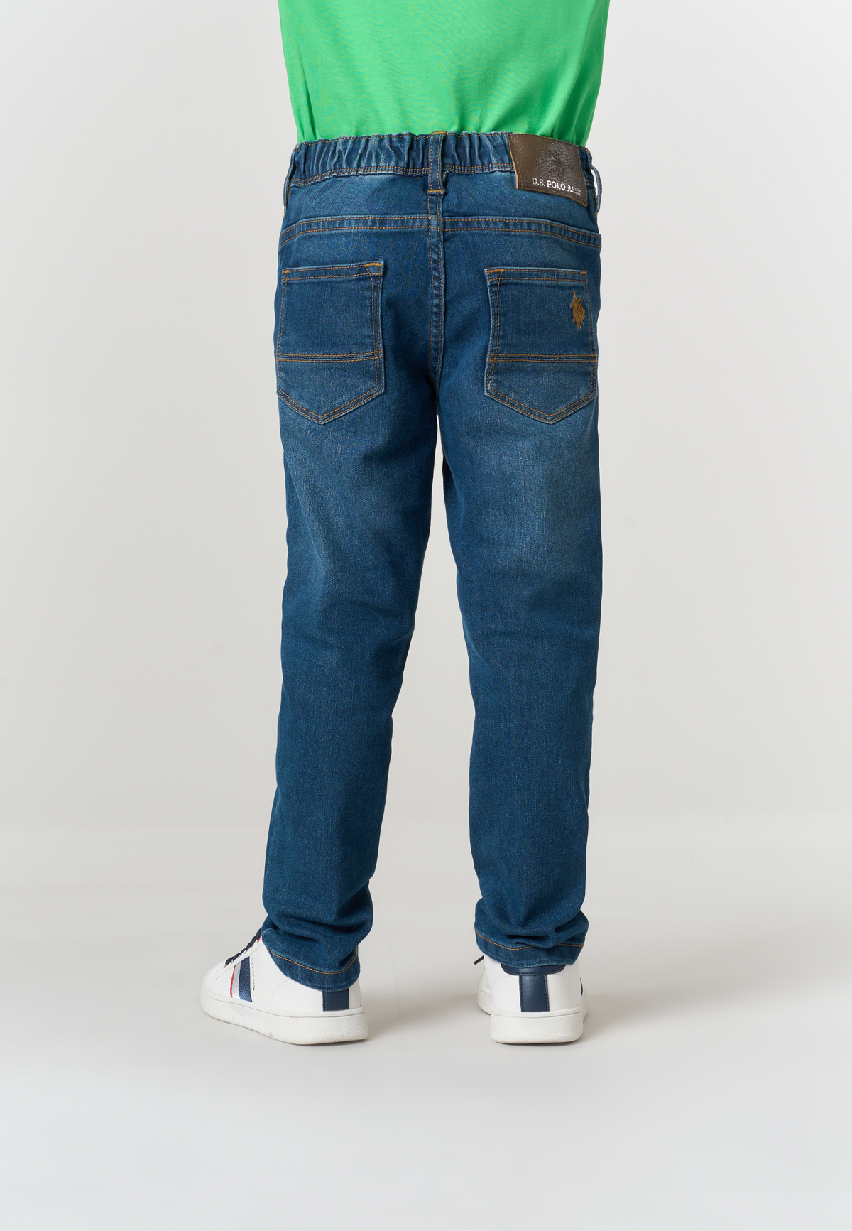 Pantalone denim slim fit da bambino con vita elasticizzata