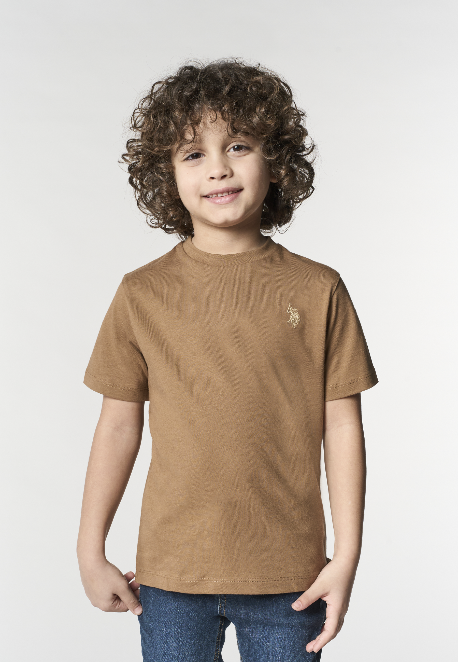 T-shirt in cotone da bambino con logo ricamato