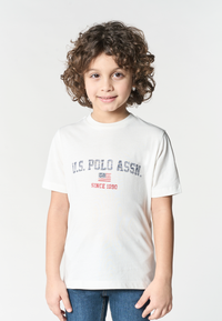 T-shirt da bambino in cotone con stampa frontale U.S. Polo Assn.
