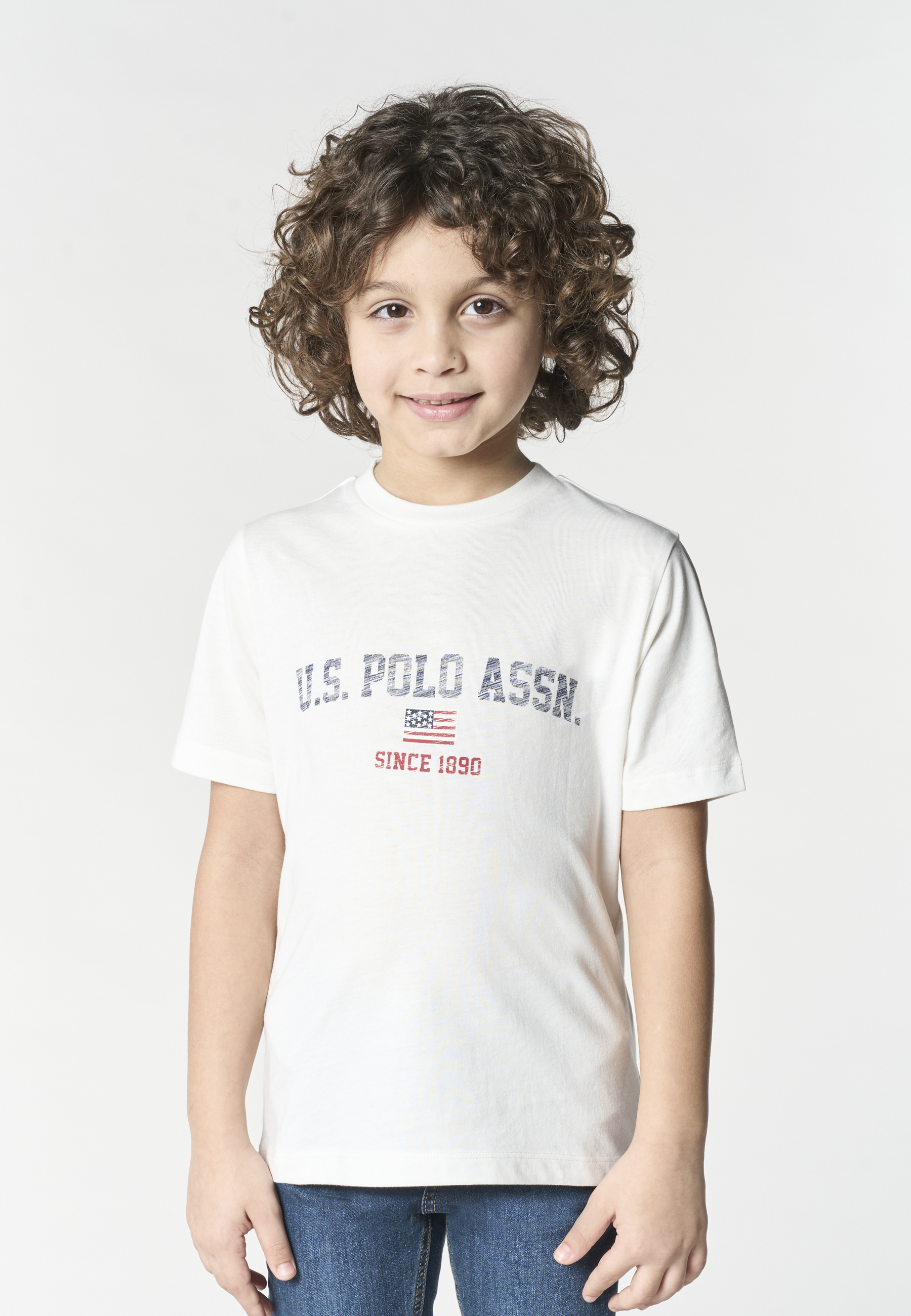 T-shirt da bambino in cotone con stampa frontale U.S. Polo Assn.