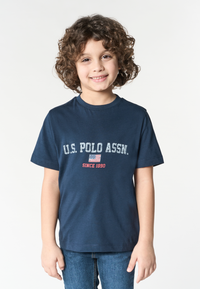 T-shirt da bambino in cotone con stampa frontale U.S. Polo Assn.