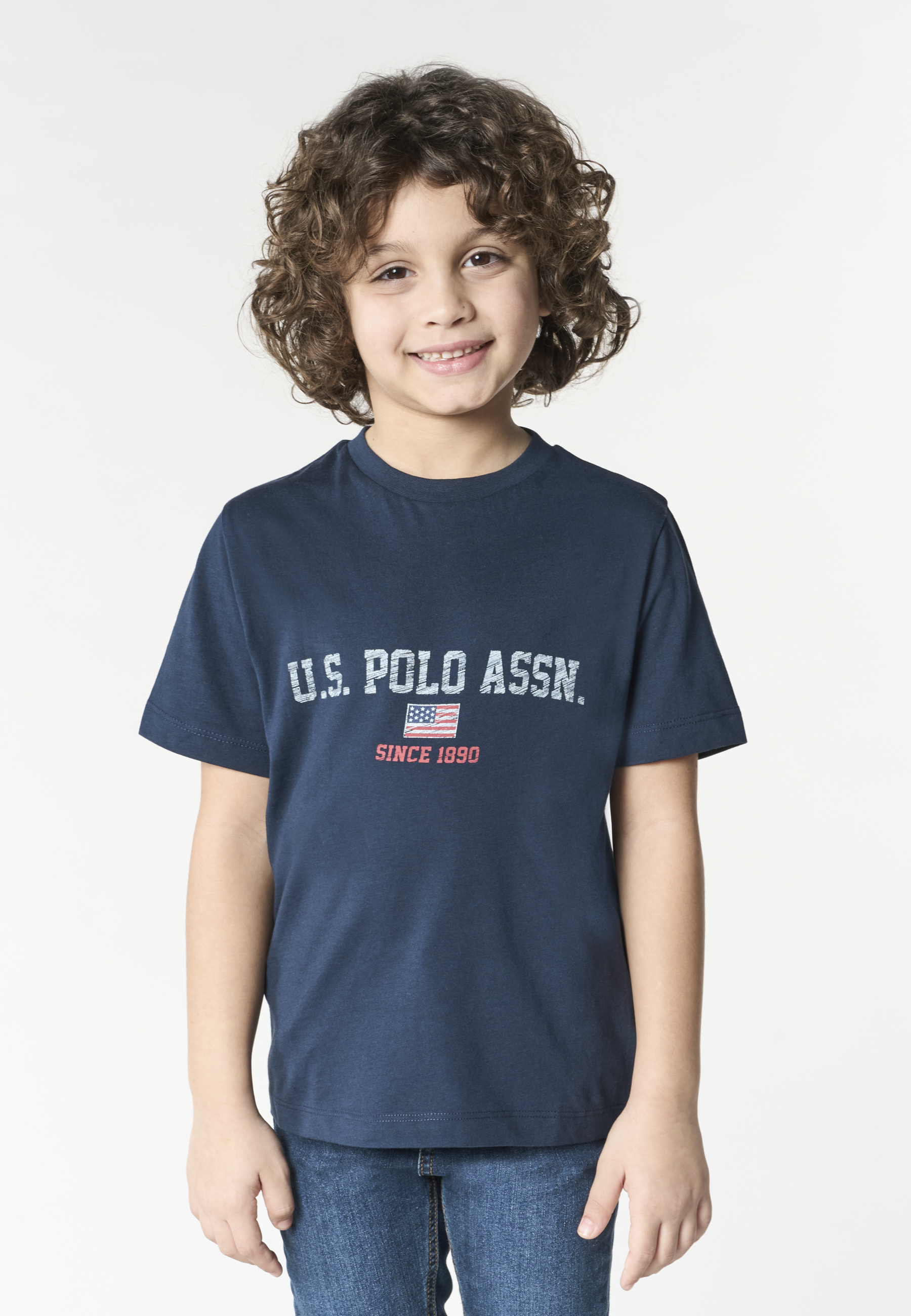 T-shirt da bambino in cotone con stampa frontale U.S. Polo Assn.