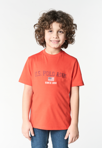 T-shirt da bambino in cotone con stampa frontale U.S. Polo Assn.