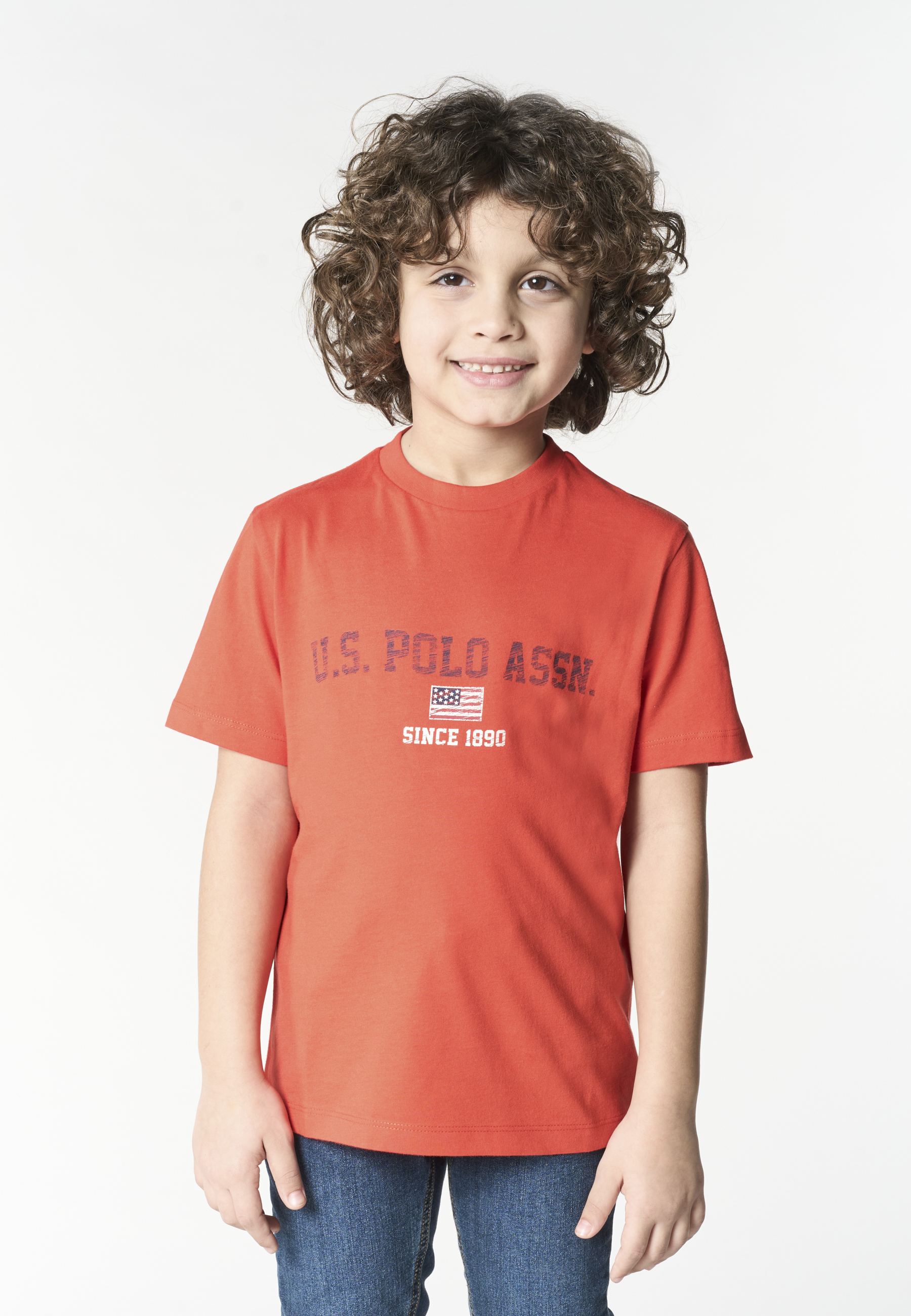 T-shirt da bambino in cotone con stampa frontale U.S. Polo Assn.