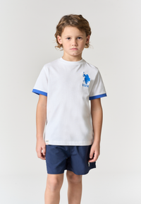T-shirt da bambino con dettagli sulle maniche e logo ricamato