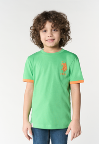 T-shirt da bambino con dettagli sulle maniche e logo ricamato