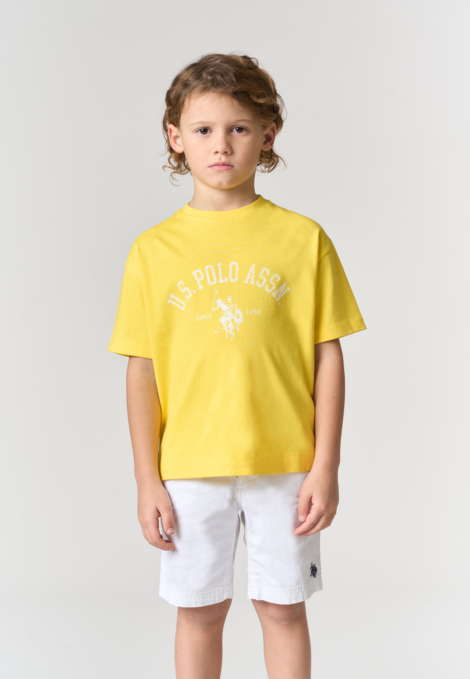 T-shirt a maniche corte da bambino con stampa logo frontale